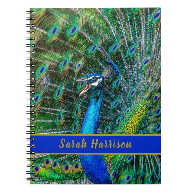 Peacock Photo Personalised Notebook (Front)