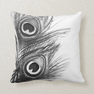 Peacock Pillow - Black and White