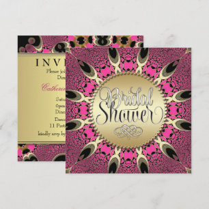 Peacock Pink Funky Bridal Shower Party Invitations