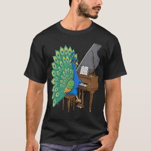 Peacock Playing Piano Instrumentalist Funny Bird T-Shirt