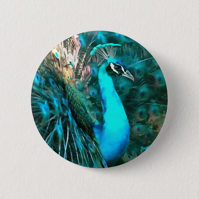 Peacock Plumage 6 Cm Round Badge (Front)