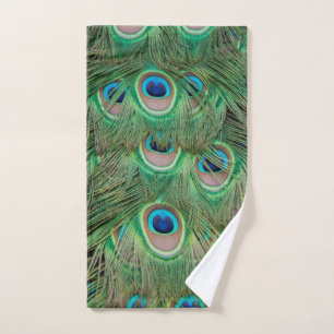 Peacock plumage hand towel