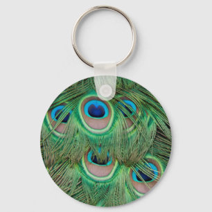 Peacock plumage key ring