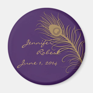 Peacock Plume in Gold and Plum Magnet