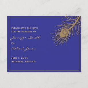 Peacock Plume Save the Date Postcard