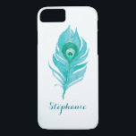 Peacock Plume Watercolor iPhone 8/7 Case<br><div class="desc">This peacock feather cover is the perfect gift for a bride, bridesmaid, mother or a special friend. Personalise it with a name. This product is part of the Peacock Plume Wedding Collection which includes a range of wedding stationery and bridal gifts featuring this design. Please visit the collection page in...</div>