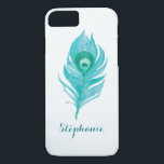Peacock Plume Watercolor iPhone 8/7 Case<br><div class="desc">This peacock feather cover is the perfect gift for a bride, bridesmaid, mother or a special friend. Personalise it with a name. This product is part of the Peacock Plume Wedding Collection which includes a range of wedding stationery and bridal gifts featuring this design. Please visit the collection page in...</div>