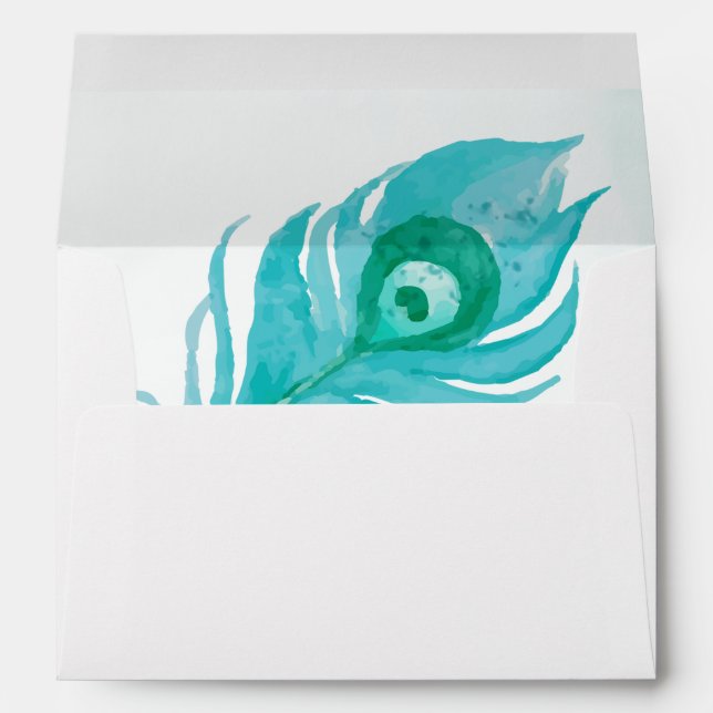 Peacock Plume Watercolor Envelope (Back (Bottom))