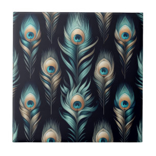 Peacock Plumes Ceramic Tile