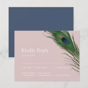 Peacock Poise Wedding Peach Reply Meal Choice RS RSVP Card