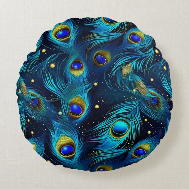 Peacock Pride Round Cushion (Front)