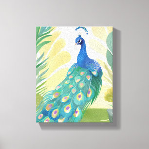 Peacock Princess Watercolor Animal Nature Canvas Print