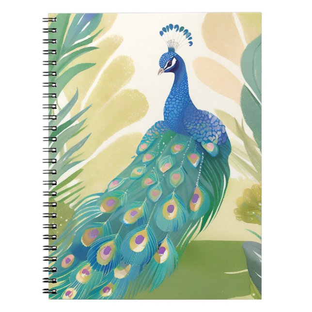 Peacock Princess | Watercolor Animal Nature Notebook (Front)