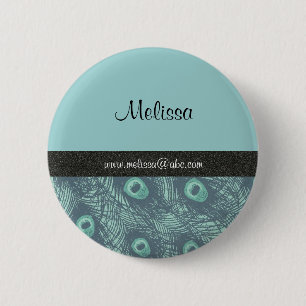 Peacock Print Name Template Button/Lapel Pin