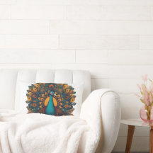 Peacock Printed Throw Pillow