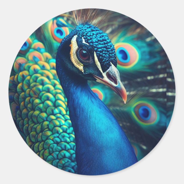 Peacock Profile Classic Round Sticker (Front)
