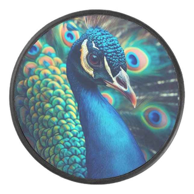 Peacock Profile Hockey Puck (Front)