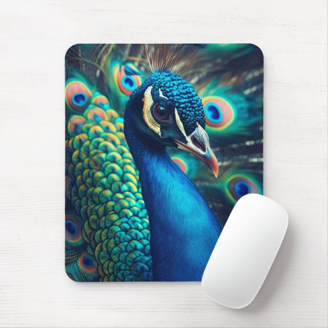 Peacock Profile Mouse Pad (With Mouse)