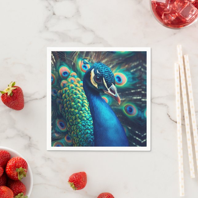 Peacock Profile Napkin (Insitu)