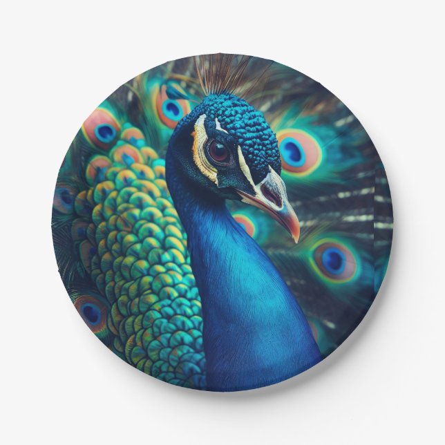 Peacock Profile Paper Plate (Front)