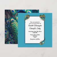 Peacock Profile Wedding Invitation