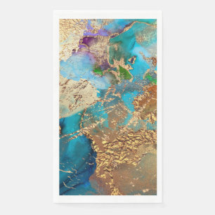 Peacock purple blue faux gold foil chic napkin