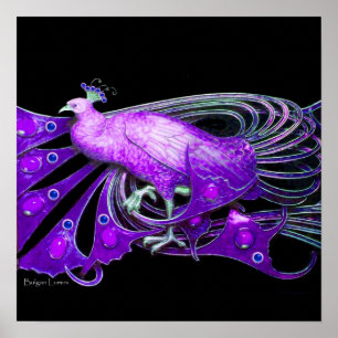 PEACOCK ,purple blue violet black Poster