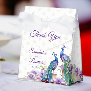 Peacock purple flowers Indian wedding favour Favour Box