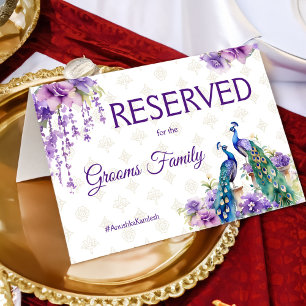 Peacock purple Indian wedding reserved sign