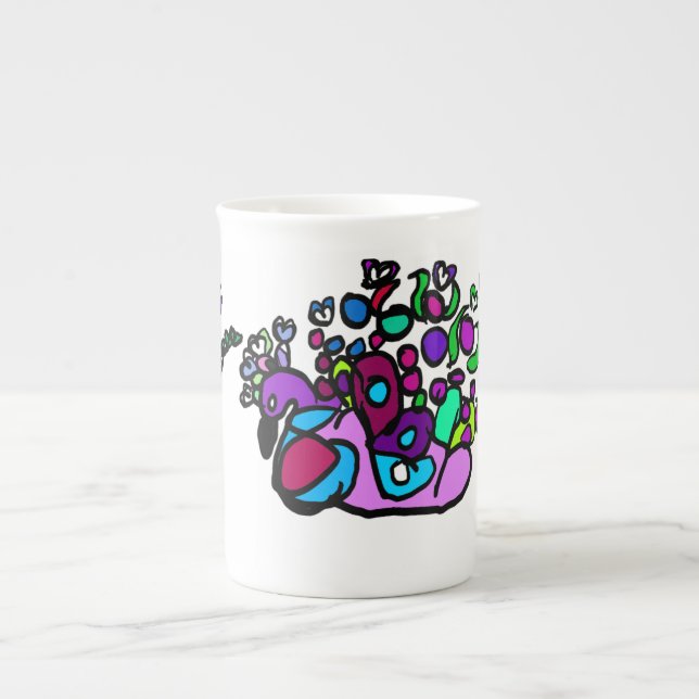 Peacock purple roses  bone china mug (Front)