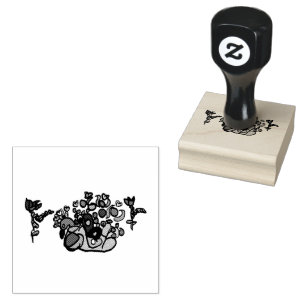 Peacock purple roses rubber stamp