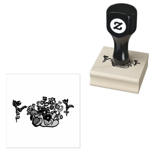 Peacock purple roses  rubber stamp (Stamped)