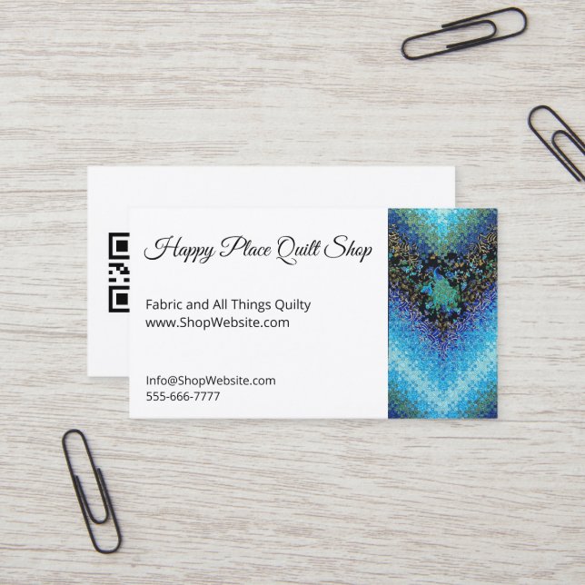 Peacock Quilt Fully Customisable Biz Cards (Front/Back In Situ)