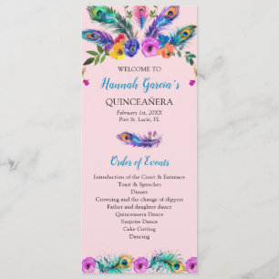 Peacock Quinceañera Order of Events-Honour Court Program
