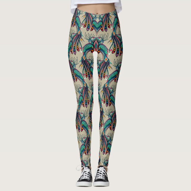 peacock rainbow love leggings (Front)