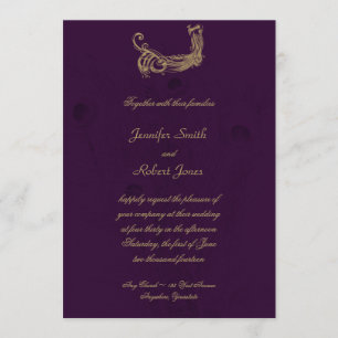 Peacock Regency in Purple Wedding Invitation