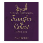 Peacock Regency in Purple Wedding Wine Label