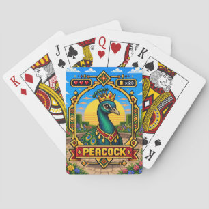 Peacock Retro 8-Bit Pixel Art Playing Cards