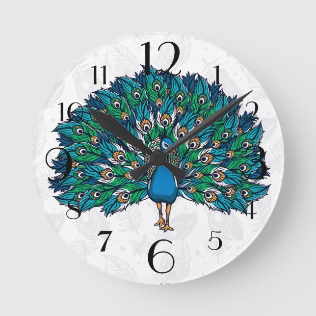 Peacock Round Clock (Front)
