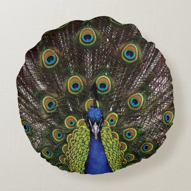 Peacock Round Cushion (Back)