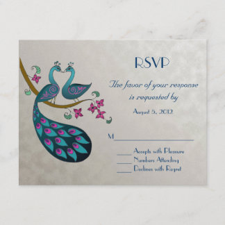 Peacock  RSVP, silver RSVP Card