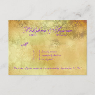 Peacock RSVP Wedding Reply Card Cream Purple