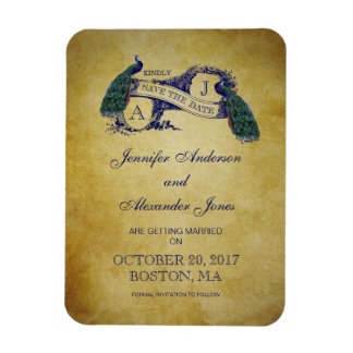 Peacock Rustic Save the Date Magnet