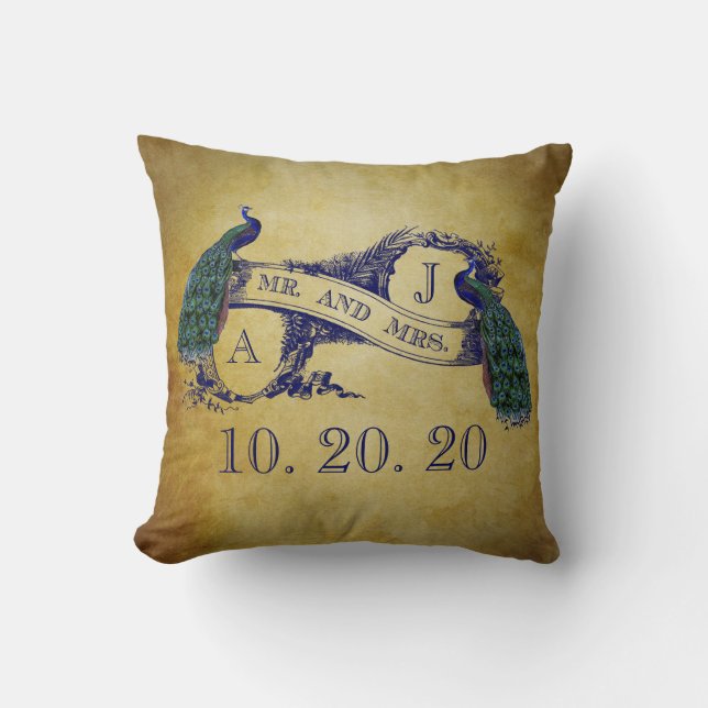 Peacock Rustic Wedding Sweetheart Pillow (Front)