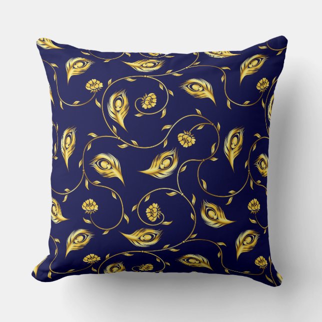 Peacock Sari Pattern Cushion (Front)