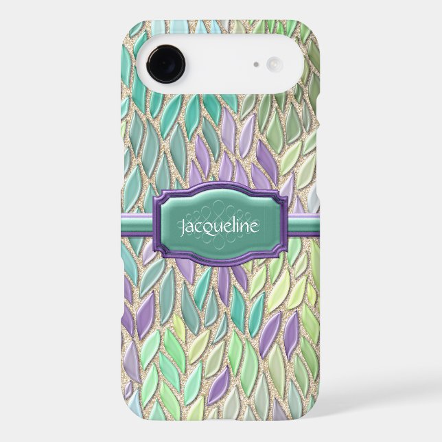 Peacock Sea Glass Mosaic Feather Impressionistic Case-Mate iPhone Case (Back)