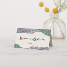 Peacock Seating Place Card - kraft paper