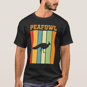 Peacock Shadow Silhouette In Retro Colours T-Shirt