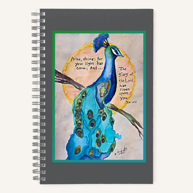 Peacock Shine IS60:1 border g-t Spiral Notebook (Front)