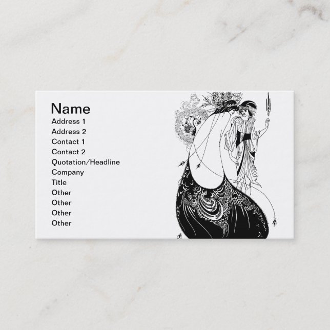 Peacock Skirt Beardsley Art Nouveau Business Card (Front)